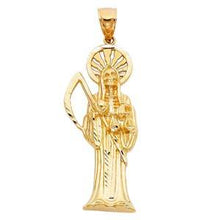 Load image into Gallery viewer, 14K Yellow Gold 25mm Religious Santa Muerte Pendant