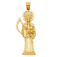 Load image into Gallery viewer, 14K Yellow Gold 20mm Religious Santa Muerte Pendant