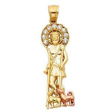 Load image into Gallery viewer, 14k Two Tone Gold 10mm CZ Religious Santa Lazaro Pendant