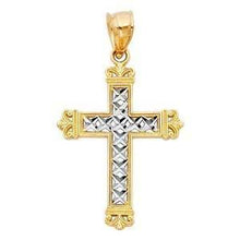 Load image into Gallery viewer, 14K Gold 20mm Two Tone Cross Religious Pendant - silverdepot