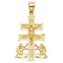 Load image into Gallery viewer, 14k Yellow Gold 19mm Religious Cross Of Caravaca Pendant