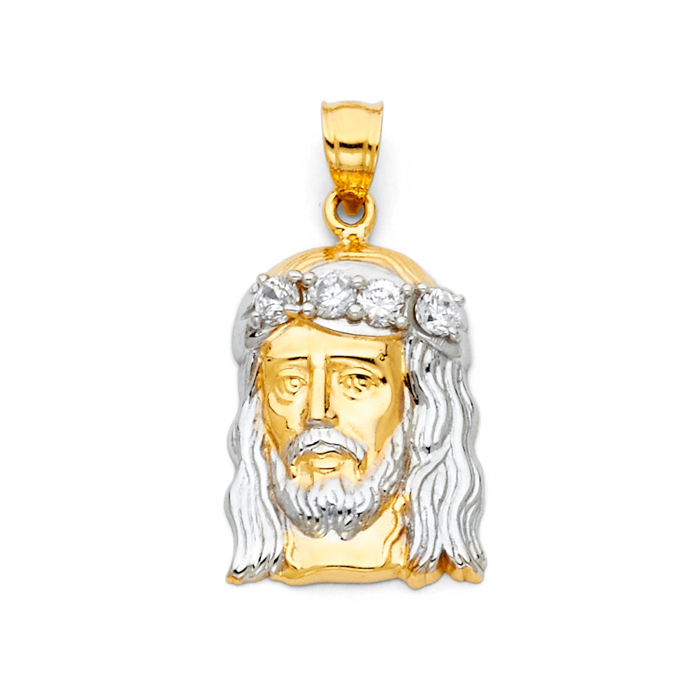 14K Two Tone Jesus Pendant