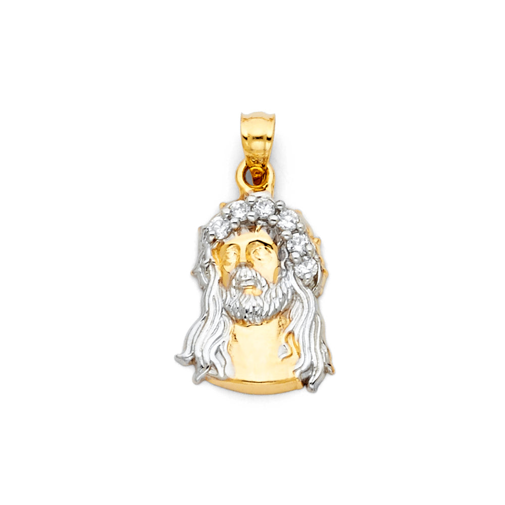 14K Two Tone Jesus Pendant