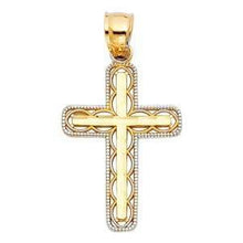 Load image into Gallery viewer, 14K Gold 18mm Two Tone Cross Religious Pendant - silverdepot