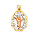 14K Two Tone Praying Jesus Pendant