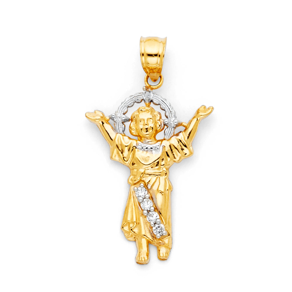 14K Two Tone Praying Jesus Pendant