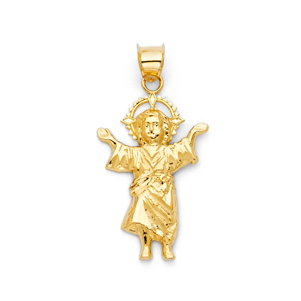 14K Two Tone Praying Jesus Pendant