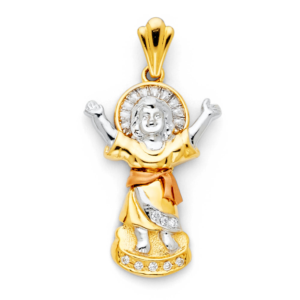 14K Two Tone Praying Jesus Pendant