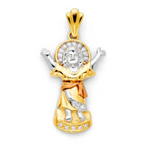 14K Two Tone Praying Jesus Pendant