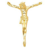 14K Yellow Gold 26mm Religious Jesus Christ Body Pendant