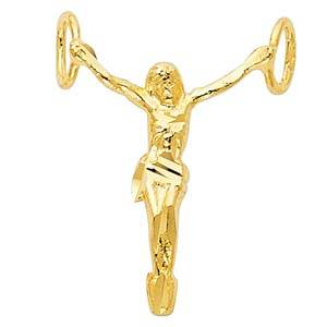 14K Yellow Gold 15mm Religious Jesus Christ Body Pendant