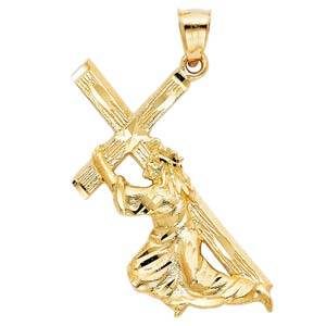 14K Yellow Gold 32mm Religious Pendant