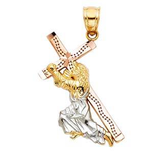 14K Tri Color 20mm Religious Pendant