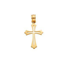 Load image into Gallery viewer, 14K Yellow Gold 13mm Cross Religious Pendant