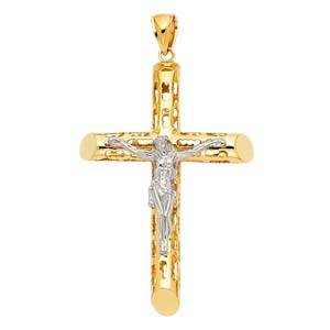 14K Yellow Gold 47mm Religious Crucifix Pendant