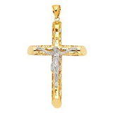 14K Yellow Gold 47mm Religious Crucifix Pendant