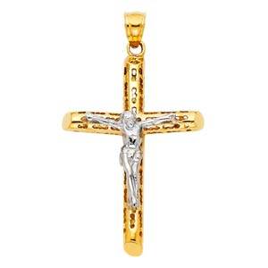 14K Yellow Gold 28mm Religious Crucifix Pendant