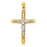 14K Yellow Gold 28mm Religious Crucifix Pendant