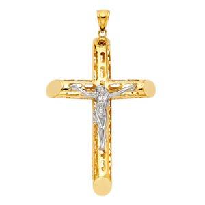 14K Yellow Gold 52mm Religious Crucifix Pendant