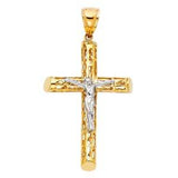 14K Yellow Gold 32mm Religious Crucifix Pendant