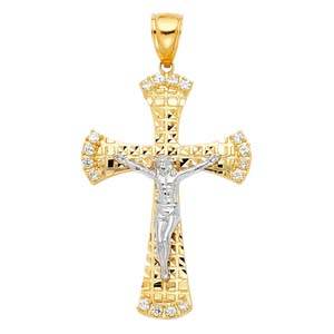 14K Yellow Gold 35mm Religious Crucifix Pendant