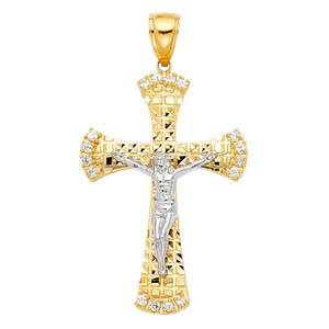 14K Yellow Gold 35mm Religious Crucifix Pendant
