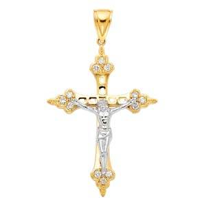 14K Yellow Gold 36mm Religious Crucifix Pendant