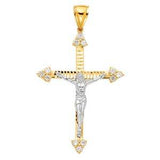 14K Yellow Gold 37mm Religious Crucifix Pendant