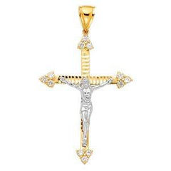 14K Yellow Gold 37mm Religious Crucifix Pendant
