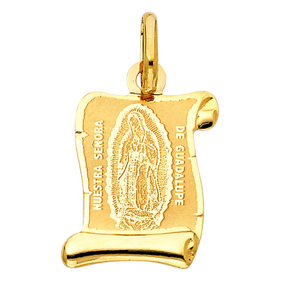 14K Yellow Gold 15mm Religious Guadalupe Pendant