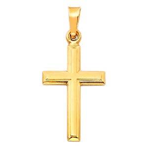 14K Yellow Gold 20mm Cross Religious Pendant