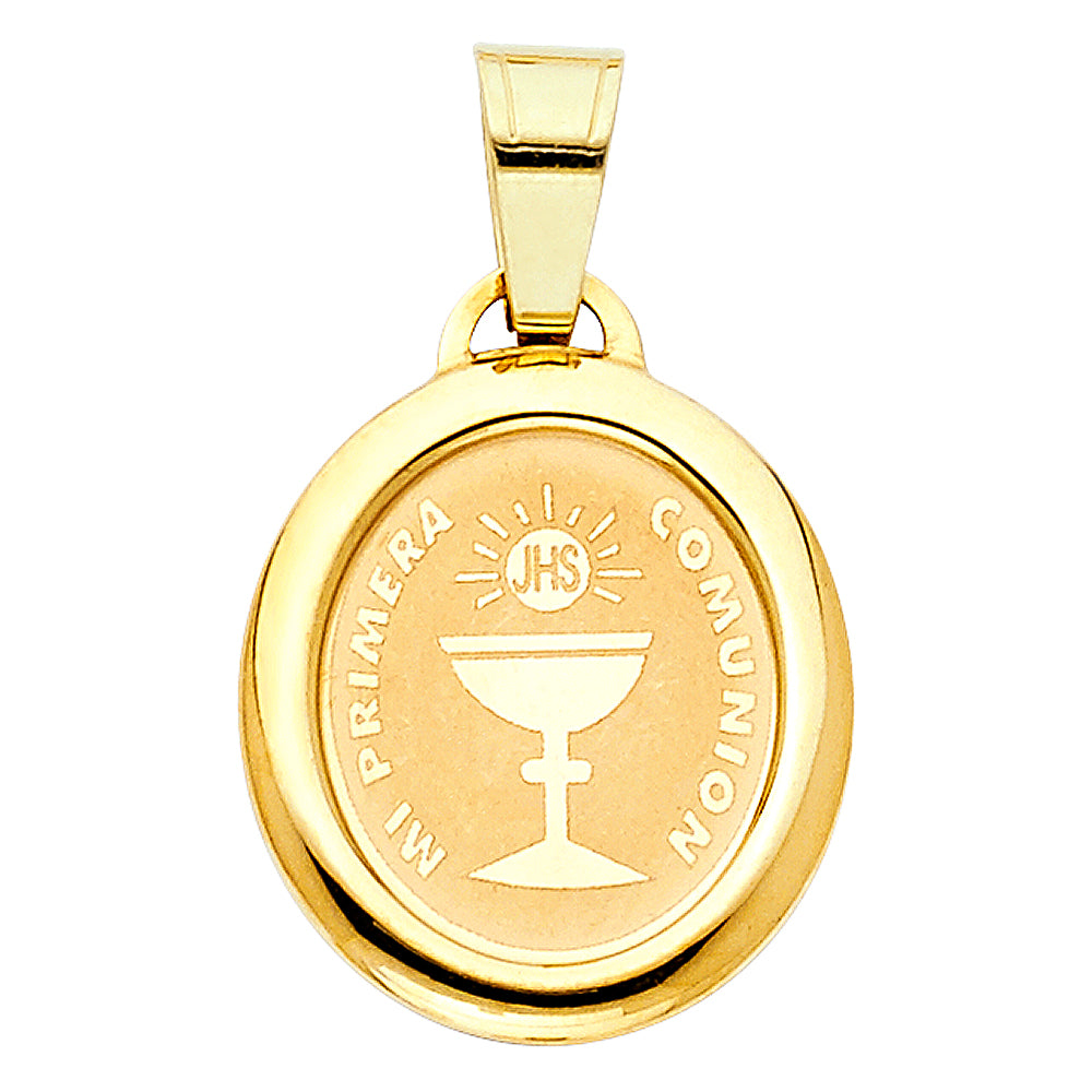 14K Yellow Gold 15mm Religious Communion Pendant