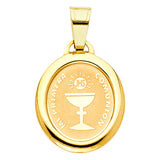 14K Yellow Gold 15mm Religious Communion Pendant