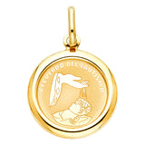 14K Yellow Gold 18mm Religious Baptism Pendant