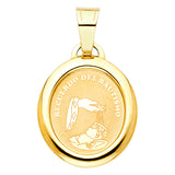 14K Yellow Gold 11mm Religious Baptism Pendant