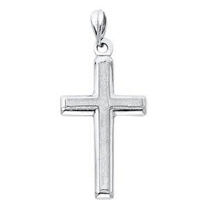 14K White Gold 20mm Cross Religious Pendant
