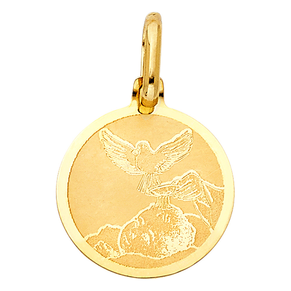 14K Yellow Gold 15mm Religious Baptism Pendant