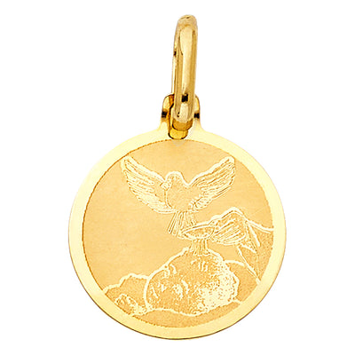 14K Yellow Gold 15mm Religious Baptism Pendant