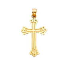 Load image into Gallery viewer, 14K Yellow Gold 18mm Cross Religious Pendant