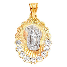 Load image into Gallery viewer, 14K Tri Color 14mm Religious Guadalupe CZ Pendant - silverdepot
