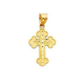 14K Yellow Gold 15mm Budded Cross Religious Pendant