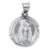 14K White Gold 16mm Religious Guadalupe Pendant