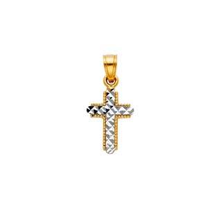 14K Two Tone 10mm Cross Religious Pendant