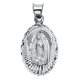 14K White Gold 13mm Religious Guadalupe Pendant