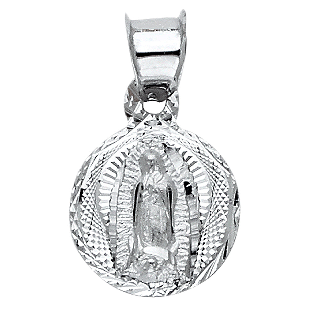 14K White Gold 11mm Religious Guadalupe Pendant