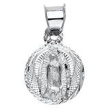 14K White Gold 11mm Religious Guadalupe Pendant