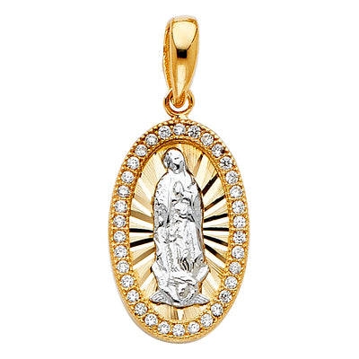 14K Two Tone 11mm Religious Guadalupe Pendant