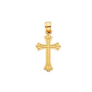 14K Yellow Gold 13mm Cross Religious Pendant