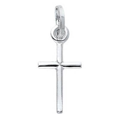 14K White Gold Cross Religious Pendant