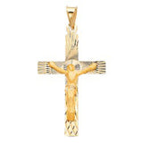14K Yellow Gold 25mm Religious Crucifix Stamp Pendant